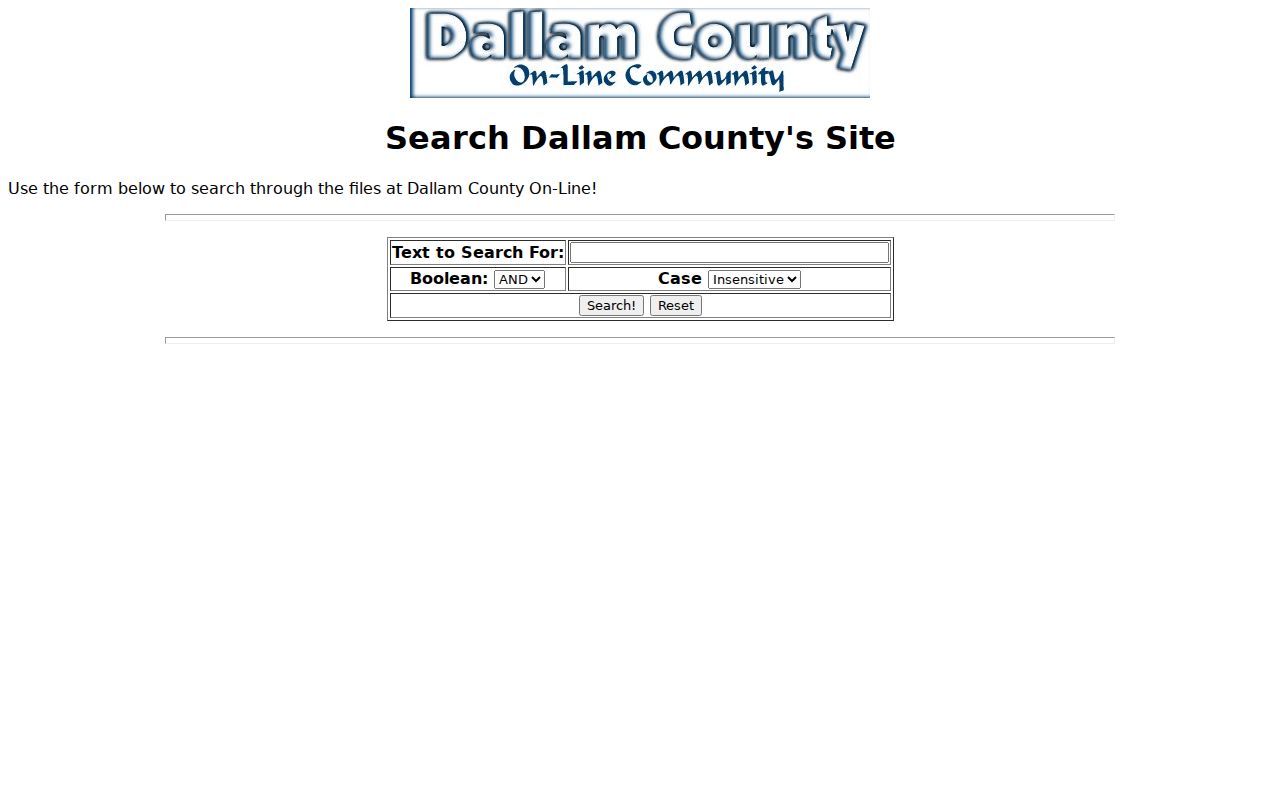 Dallam County website search interface, not a warrant records search