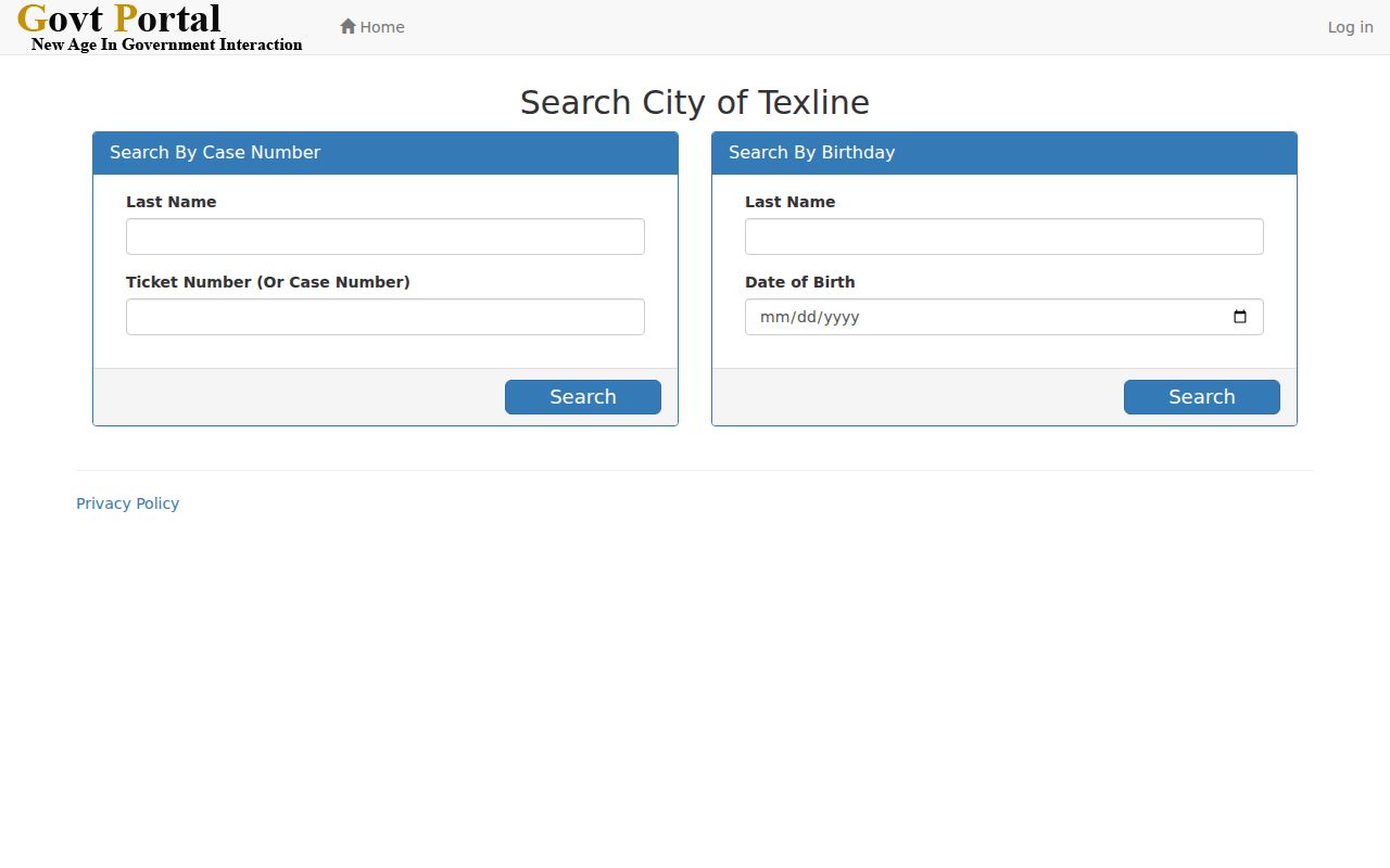 Texline case search fields for Texline warrant records